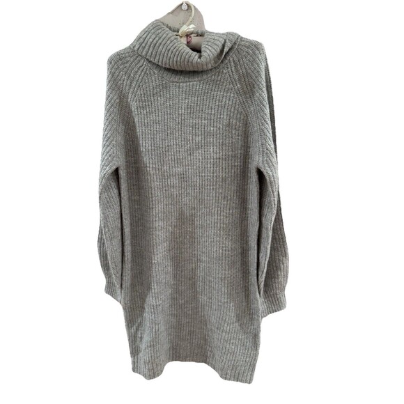 Love Ellie Gray Ribbed Knit Turtleneck Sweater Dress Cozy Hygge NEW - Picture 1 of 5